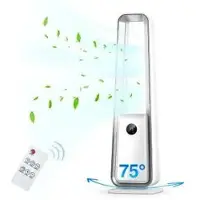 Zelurxx Ventilateur sans pales , ventilateur colonne, ventilateur sur pied silencieux, 3 vitesses, minuterie 12 h, télécommande, oscillation à 60°, écran tactile, courant continu, blanc