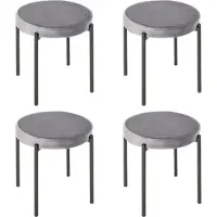 HOMCOM Lot de 4 tabourets de salle à manger Tabouret empilable Tabouret de cuisine Tabouret de bar Velvet-Touch moderne Cuisine Salle à manger Polyester Acier Gris 41,5 x 41,5 x 46 cm