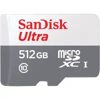 SanDisk Ultra, 512 Go, MicroSDXC, classe 10, UHS-I, 100 Mo/s, blanc, gris