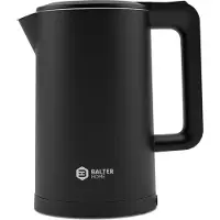 Balter Bouilloire électrique en acier inoxydable WK-4, 1,7 litre, design double paroi, sans BPA, LED, sans fil, théière compacte, noir