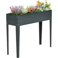 SUCCESS COURIER Jardinière surélevée en métal 100 x 30 x 80 cm, 3 trous de drainage, hauteur de travail ergonomique, résistante aux intempéries, peu encombrante