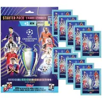 Topps - Ligue des champions 2024/2025 - Autocollants à collectionner - 1 pack de démarrage + 10 sachets