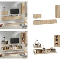 vidaXL 4 pcs. Armoire TV Sonoma chêne bois composite - Ensemble d'armoires TV - Ensemble d'armoires TV - Armoire TV - Support TV