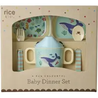 Rice Blue Ocean Print-4 Pcs Tableware Beige Enfants