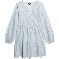 Superdry pour femme. W8011914A Minirobe à bretelles avec broderie bleue (XXS), Casuel, Coton, Manche longue
