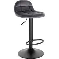Happyment Luxe Tabouret de bar Erino -Design industriel - Gris foncé - Réglable en hauteur - Avec dossier - Velours - Chaise de bar pour cuisine et comptoir