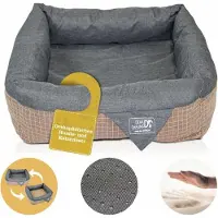 Trends4cents DEAR DARLING DD-06 Lit de luxe pour chien Marron Anthracite Taille M 60x60cm Matelas en mousse à mémoire de forme