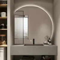 Fenome Mila Miroir de salle de bain semi-circulaire - éclairage LED & miroir chauffant - largeur 80 cm