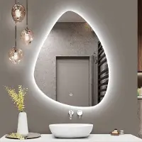 Fenome Rocks Miroir de salle de bain organique - Eclairage LED & antibuée - 75 × 100 cm