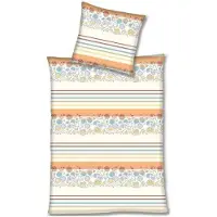 Etérea Himmlische Qualität Parure de lit Magita en microfibre, orange et blanc à motifs floraux, avec housse de couette et taie d'oreiller à fermeture éclair, 155 x 220 cm