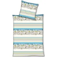 Etérea Himmlische Qualität Parure de lit Magita en microfibre, bleu et blanc à motifs floraux, avec housse de couette et taie d'oreiller à fermeture éclair, 155 x 220 cm