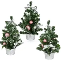 DOMMIO Arbres décorés roses 25 cm, 3 pièces