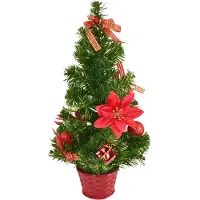 DOMMIO Arbre décoré de ponsetia rouges 45 cm
