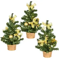 DOMMIO Arbres décorés avec de l'or 25 cm, 3 pcs