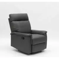MBK FINCOM Fauteuil relax pliable avec fonction chaise longue Repose-pieds Similicuir Design moderne Aurora - Gris