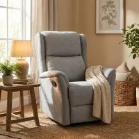MBK FINCOM Fauteuil relax à réglage manuel avec repose-pieds en tissu Hope - gris clair