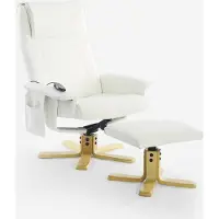 MBK FINCOM Fauteuil avec massage ergonomique et chauffage et repose-pieds Myron - Blanc
