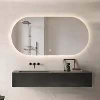 Fenome Victoria Miroir de salle de bain organique - éclairage LED & miroir chauffant - 40 × 100 cm
