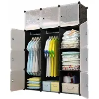 FODYM Grande armoire modulaire Bibliothèque Armoire 12X Milky Noir et Blanc