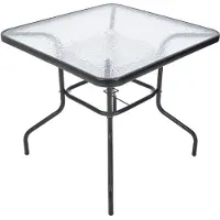 Rojaplast ZWMT Table de jardin, 80 x 80 cm, métal avec plateau en verre YLGT-049