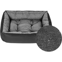 SuperKissen24. Lit pour chien Corbeille pour chien Canapé pour chien Lit pour animal pour petits, moyens et grands chiens - Lavable - Taille M - Noir et gris - Lin