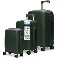 4FLY CoreMatte PP Valises à coque rigide 20,24,28 pouces Set de valises – Lot de 3 – Vert olive