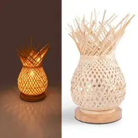 Alpinaluz Lampe de table en osier avec socle en bois "ARANA" E27