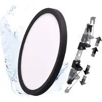 Alpinaluz Plafonnier à LED noir Ø225mm 18W IP44, montage encastré/en saillie, CCT 3000K/4000K/6000K, Ultra Slim 17mm, trou Ø65-200mm