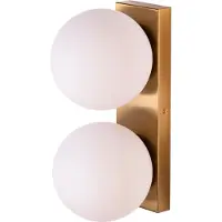 Alpinaluz Applique "Bologna" - double boule de verre opaque et base rectangulaire en laiton, E27