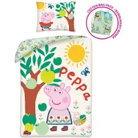 Halantex SP. z.o.o. Peppa Pig Peppa Wutz Parure de lit PE-3241BL+CB 140 x 200 + 70 x 90 cm - SAC DE TOURNAGE INCLUS - Coton