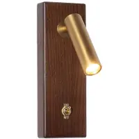 Alpinaluz Applique murale LED dorée 3W 2800K avec socle rectangulaire en bois et interrupteur « Opera ».