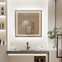 VRYGLE Miroir salle de bain LED 90 cm, miroir lumineux avec anti-buée ettactile