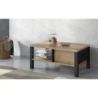 Hm Helvetia Table basse 90 x 56 cm en épicéa d'Appenzell noir - Table de salon moderne