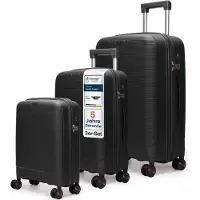 4FLY CoreMatte PP Valises à coque rigide 20,24,28 pouces Set de valises – Lot de 3 – Noir