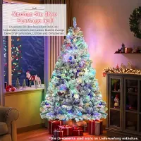 HOMDOX Arbre de Noël artificiel de 183 cm, sapin enneigé avec 250 lumières LED multicolores pour la maison, le bureau, la décoration de fête