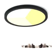 Alpinaluz Plafonnier rond à LED Ø300 mm 24W IP44 encastré/en saillie noir, CCT 3000K-4000K-6000K, coupe ajustable Ø65-270 mm, design ultra-mince 17 mm.