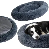 BE-ACTIVE.PL Coussin rond 70 cm pour chiens chats gris foncé