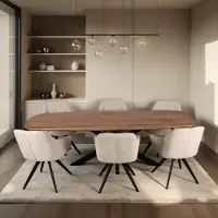 Zita Home Table de salle à manger danoise ovale - 260 cm - Naturel - Bois de mangue