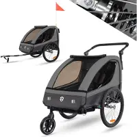 Tiggo VS remorque pour enfants 360° pivotant avec suspension 2in1 remorque de vélo avec Buggy Set Jogger 5-point ceinture vélo remorque pour 1 à 2 enfants max. 40k