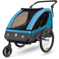 Tiggo VS 2 en 1 Remorque pour enfants Jogger avec suspensionRemorque vélo Buggy pour 1-2 enfants Pivotant à 360