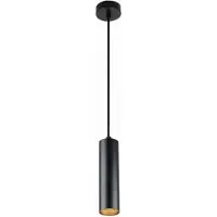 Alpinaluz Suspension moderne et minimaliste en forme de tube d'aluminium noir, 20 cm, avec douille GU10, réglable en hauteur
