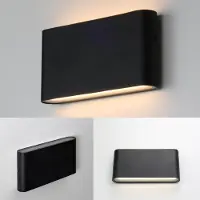Alpinaluz applique murale LED 12W "SAFATA" IP54 pour l'extérieur/intérieur, design rectangulaire en aluminium blanc, émission et rayonnement, 2700K blanc chaud
