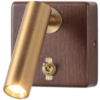 Alpinaluz Applique murale LED dorée 3W 2800K avec socle carré en bois et interrupteur « Opera »
