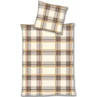 Etérea Himmlische Qualität Magita - Parure de lit en microfibre marron et blanc à carreaux, avec housse de couette et taie d'oreiller à fermeture éclair, 135 x 200 cm