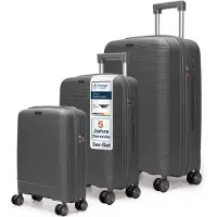 4FLY CoreMatte PP Valises à coque rigide 20,24,28 pouces Set de valises – Lot de 3 – Gris