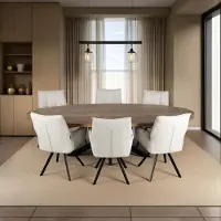 Zita Home Table de salle à manger, ovale, 200 cm, bois de manguier, naturel, scandinave, design moderne