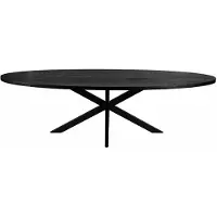 Zita Home , table à manger ovale, 280 cm, noir, bois de manguier