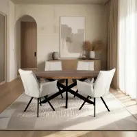 Zita Home Table de salle à manger, ovale, 190 cm, bois de manguier, naturel, scandinave, design moderne