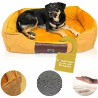 Trends4cents DEAR DARLING DD-04BRL Lit de luxe pour chien Lit pour chat marron taille L 75x60cm avec matelas en mousse à mémoire de forme