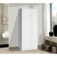 Extom Armoire de chambre à coucher, 91 cm, blanc mat / blanc brillant